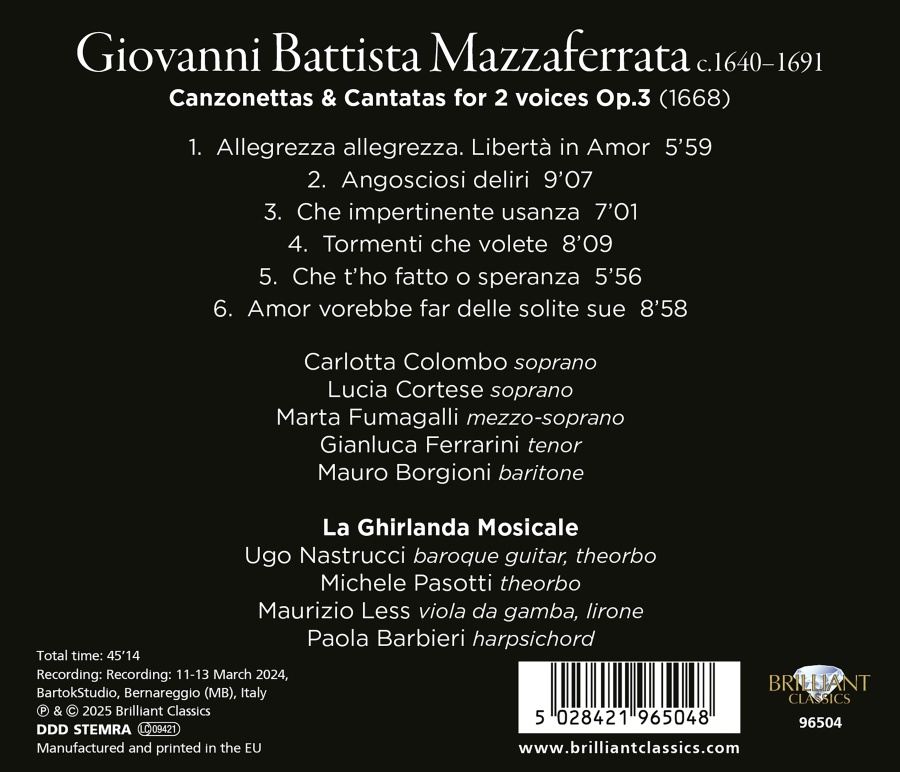Mazzaferrata: Canzonettas & Cantatas for 2 Voices Op. 3 - slide-1