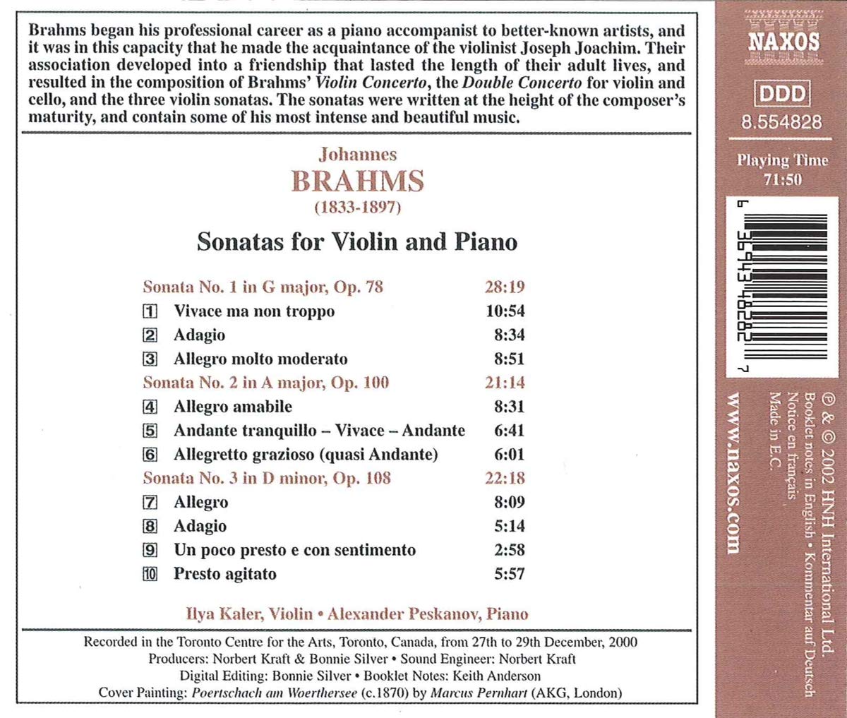 BRAHMS: Sonatas for violin and piano - slide-1