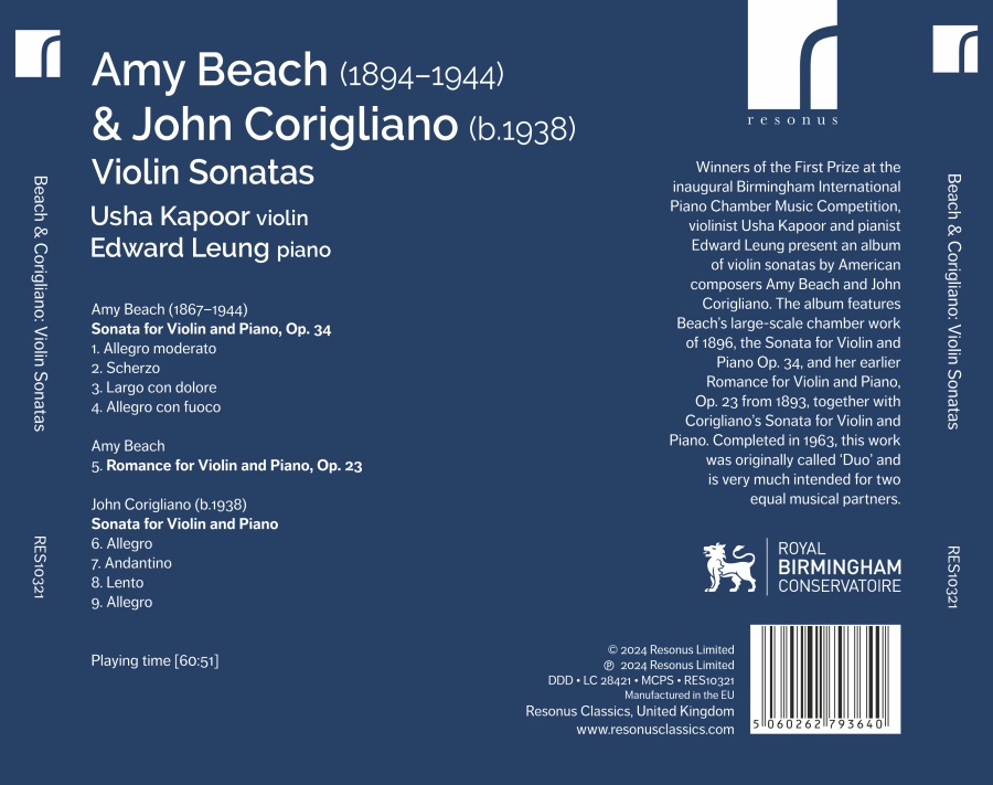 Beach & Corigliano: Violin Sonatas - slide-1