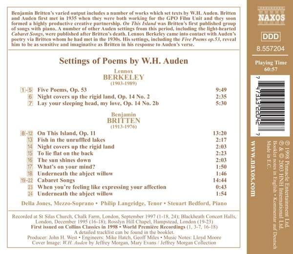 BRITTEN / BERKELEY: Auden Songs - slide-1