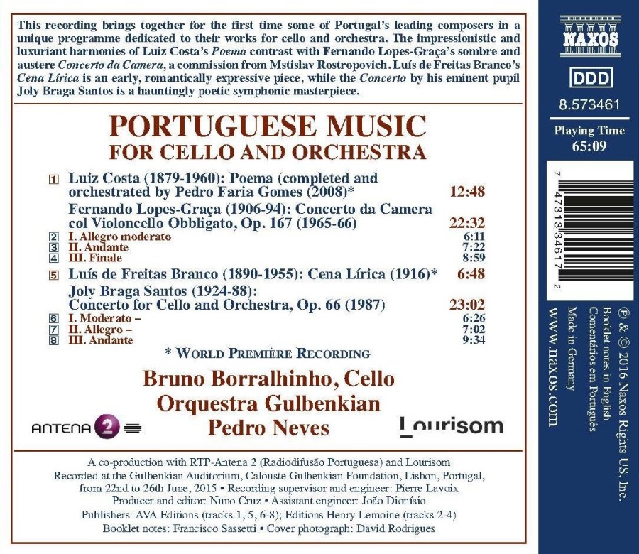 Portuguese Music for Cello and Orchestra - Braga Santos; Lopes-Graça; Freitas Branco; Costa - slide-1