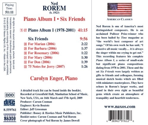 Ned Rorem: Piano Album I, Six Friends - slide-1