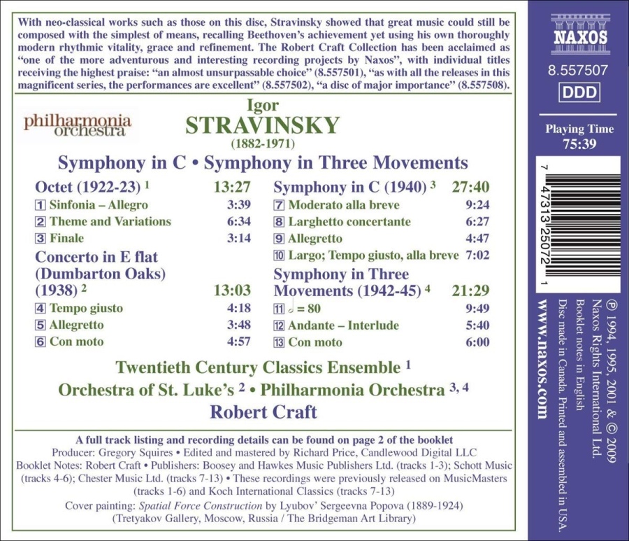 Stravinsky: Symphony in C Symphony in Three Movements Octet for Winds Dumbarton Oaks - slide-1