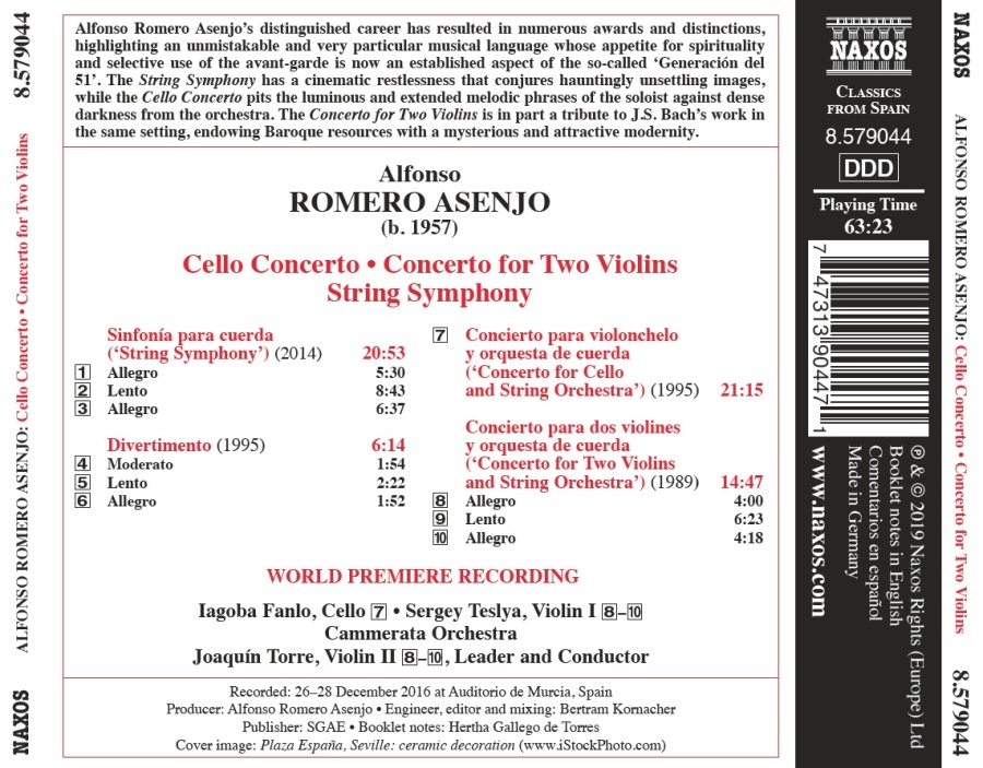 Romero Asenjo: Cello Concerto; Concerto for Two Violins; String Symphony - slide-1