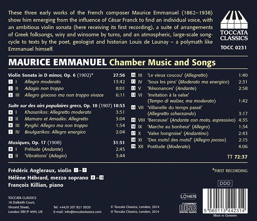 Emmanuel: Chamber Music and Songs - slide-1