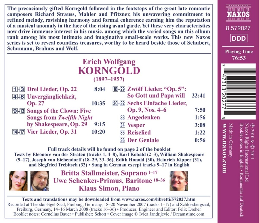 Korngold: Songs Vol. 1 - slide-1