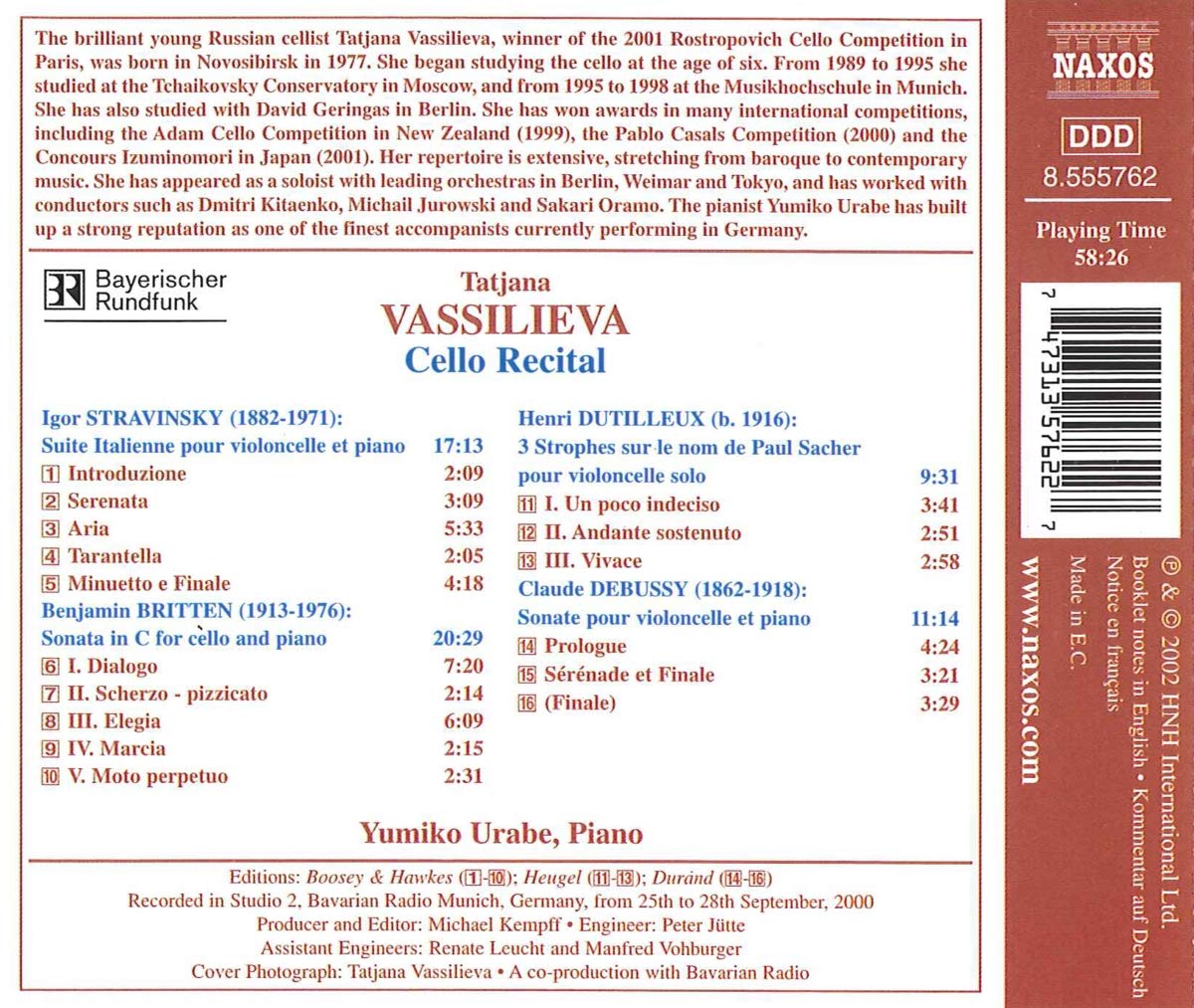Cello Recital: Tatjana Vassiljeva - slide-1