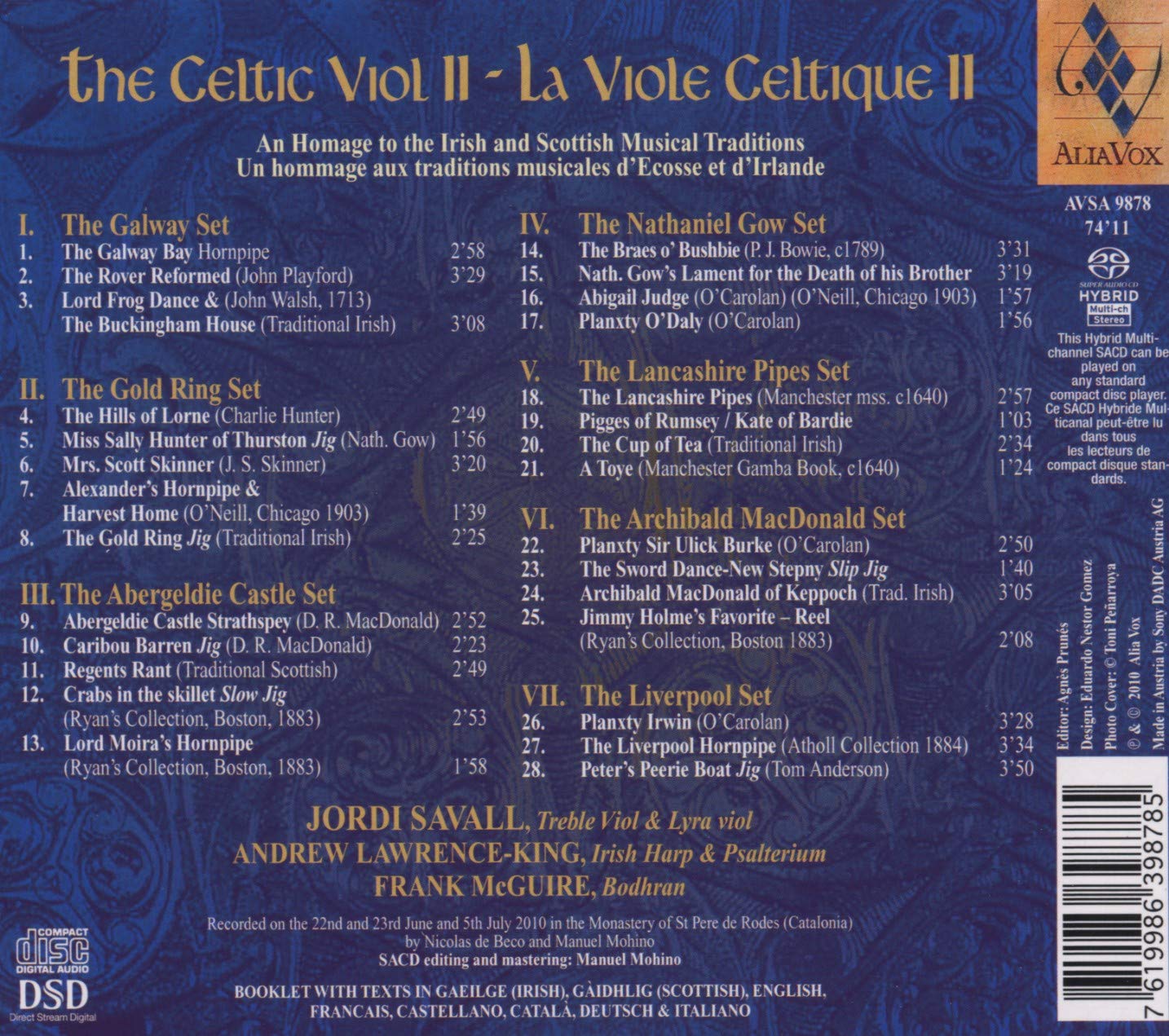 The Celtic Viol Volume II - treble Viol and lyra Viol - Airs and Dances by O’Carolan, etc., Traditional Irish & Scottish (SACD) - slide-1