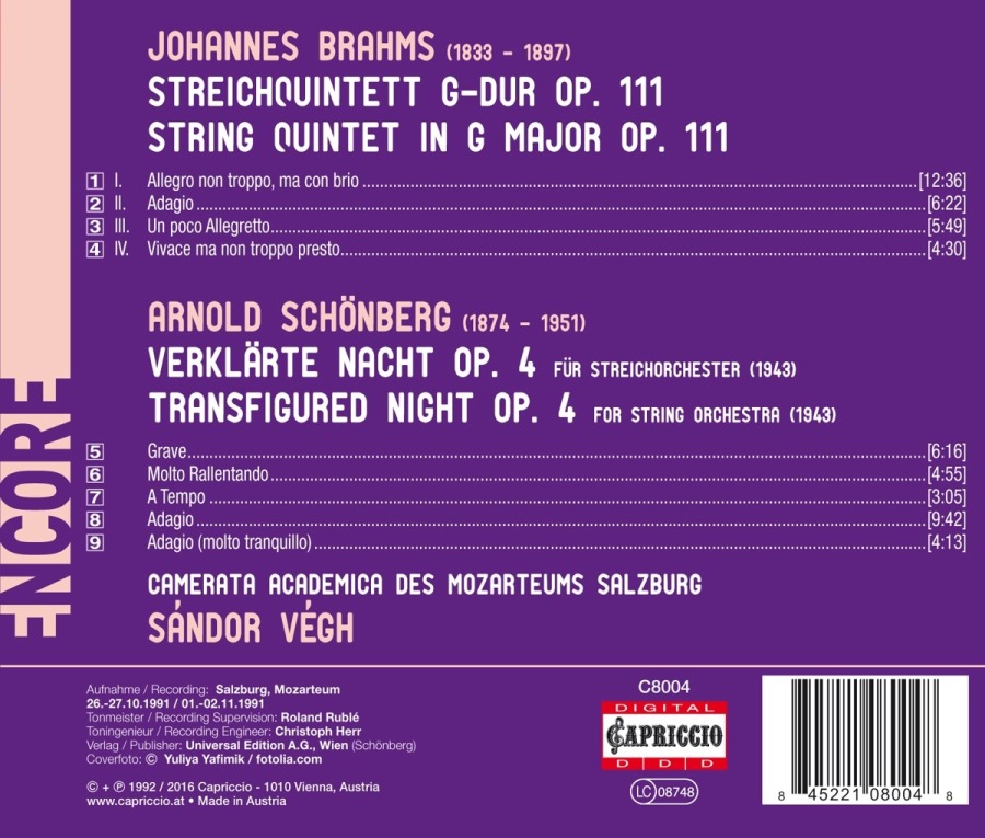 Schoenberg: Transfigured Night Brahms: String Quintet - slide-1