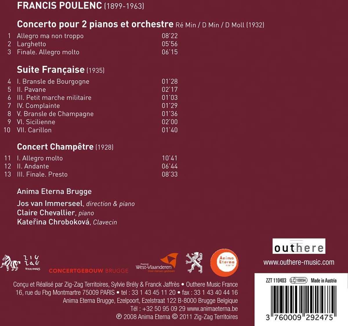 Poulenc: Concerto pour deux pianos et orchestre, Concert Champêtre, Suite Française - slide-1