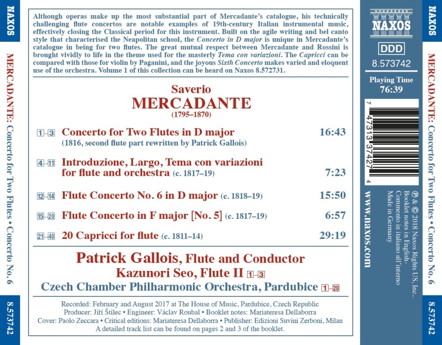 Mercadante: Concerto for Two Flutes; Flute Concerto No. 6; 20 Capricci - slide-1