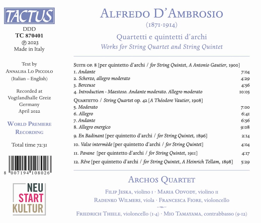 D'Ambrosio: String Quartets and String Quintets - slide-1