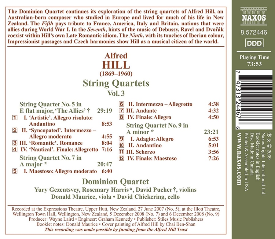 Hill Alfred: String Quartets Vol. 3 / 8.572446 - slide-1