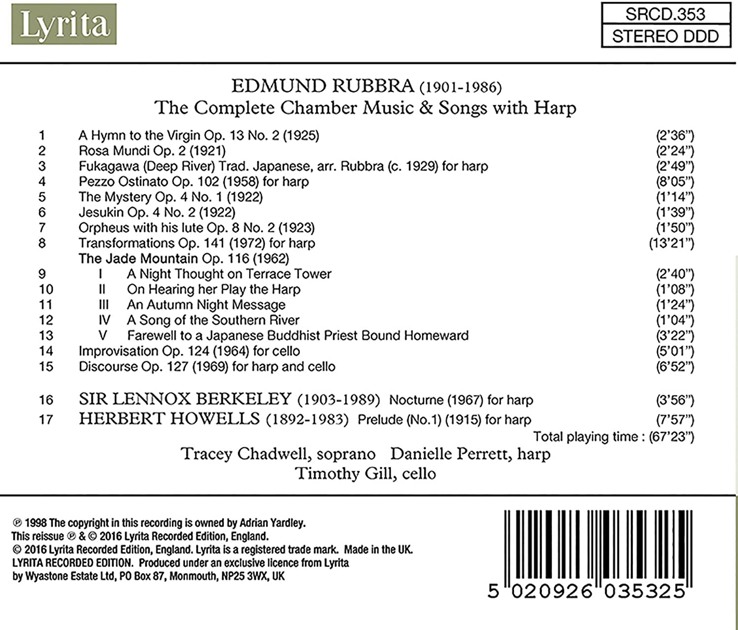 Rubbra: The Complete Chamber Music & Songs with Harp - slide-1