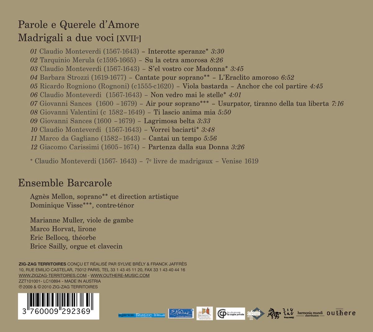 Parole e Querele D’amore - Madrigali a due voci -Monteverdi, Sancez, Strozzi, Rognoni... - slide-1