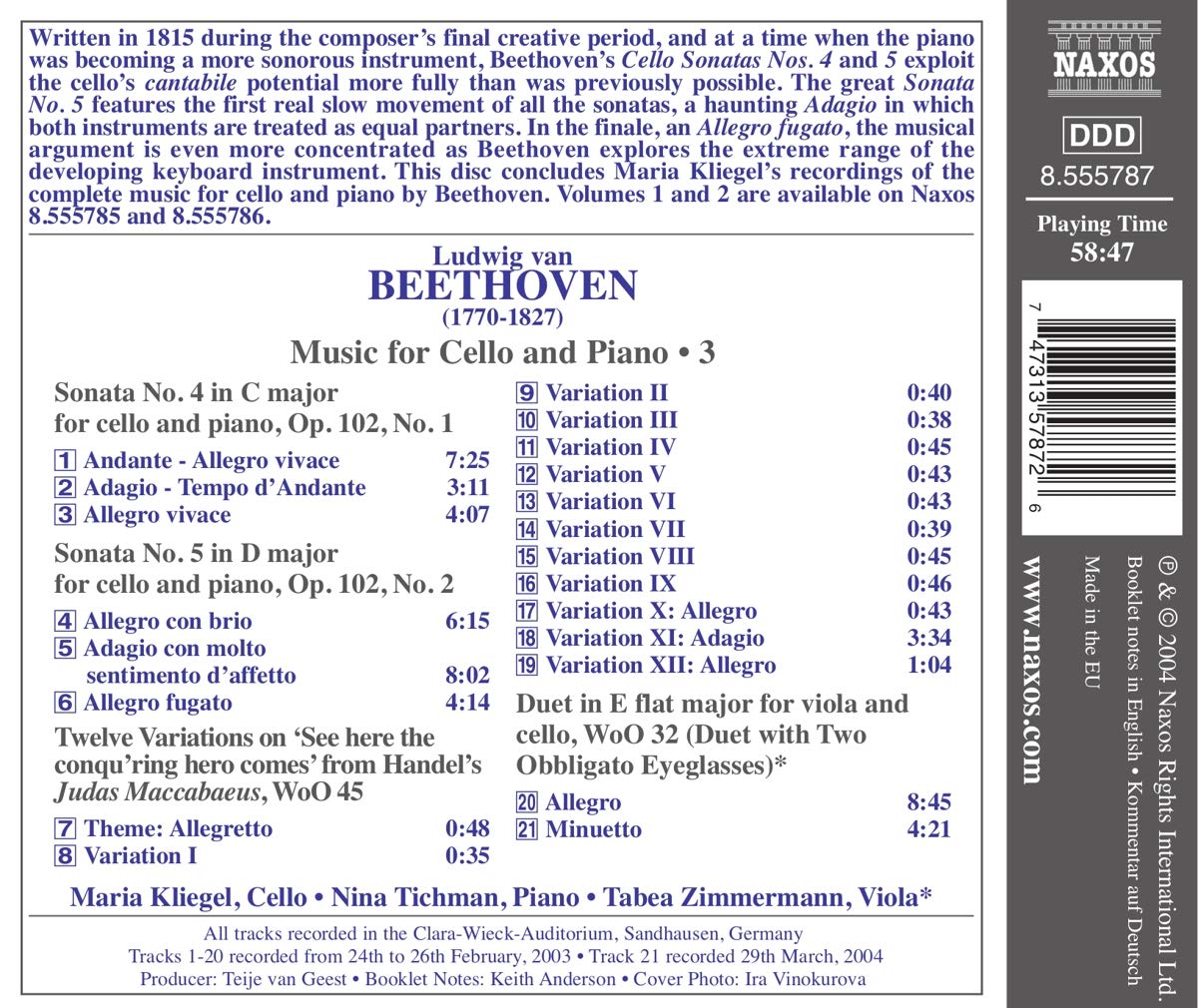 BEETHOVEN: Cello Sonatas Nos. 4 & 5 - slide-1