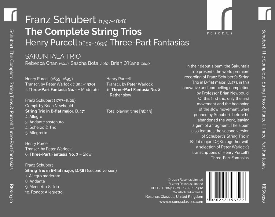 Schubert: Complete String Trios; Purcell: Three-Part Fantasias - slide-1