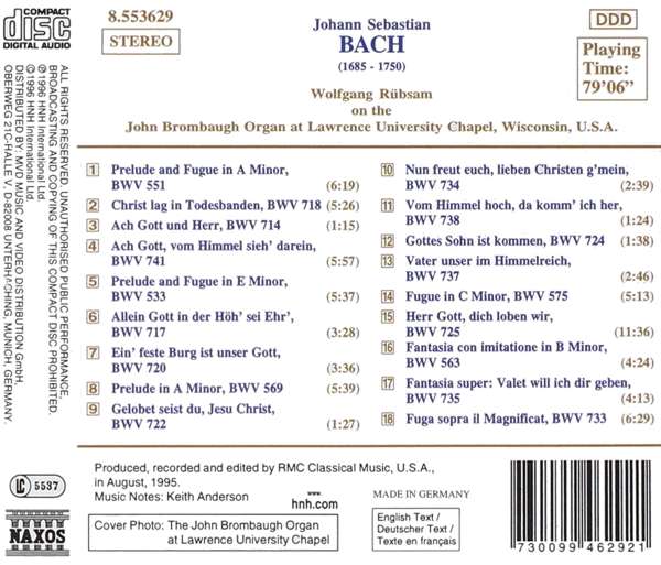 BACH J.S.: Organ Chorales etc. - slide-1