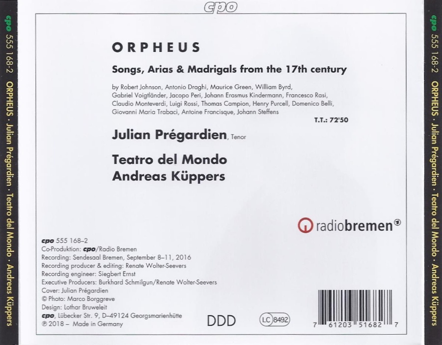 Orpheus - Songs, Arias & Madrigals from 17th century  - slide-1