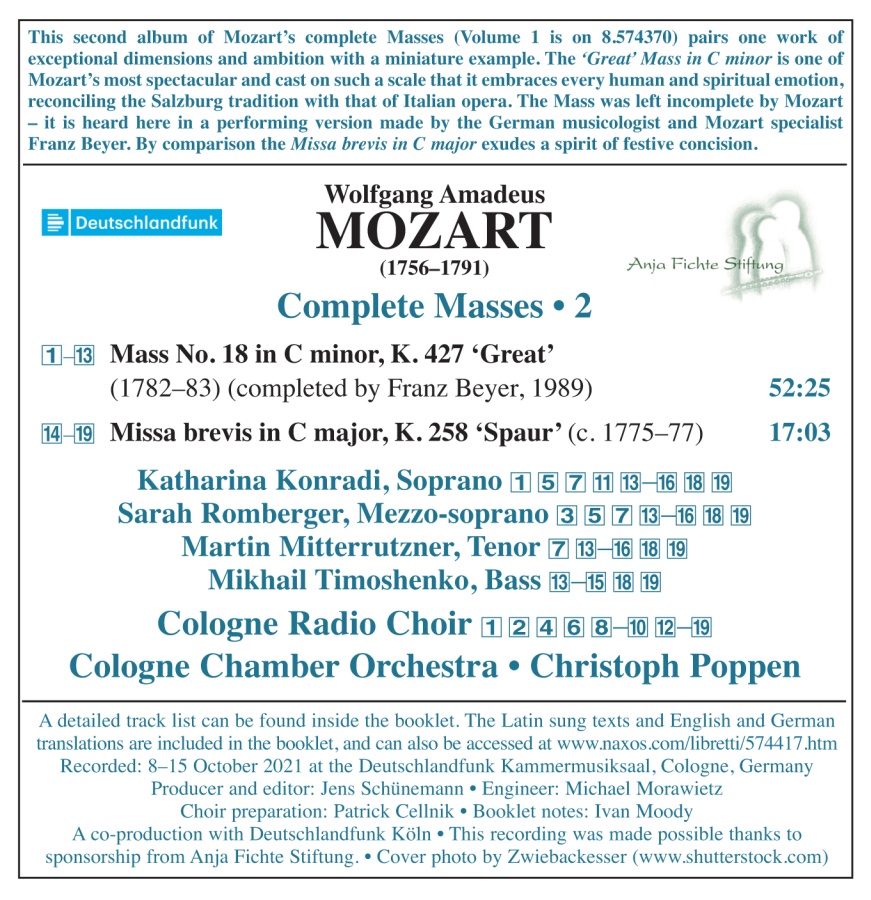 Mozart: Complete Masses 2 - Mass No. 18 ‘Great’; Missa brevis ‘Spaur’ - slide-1