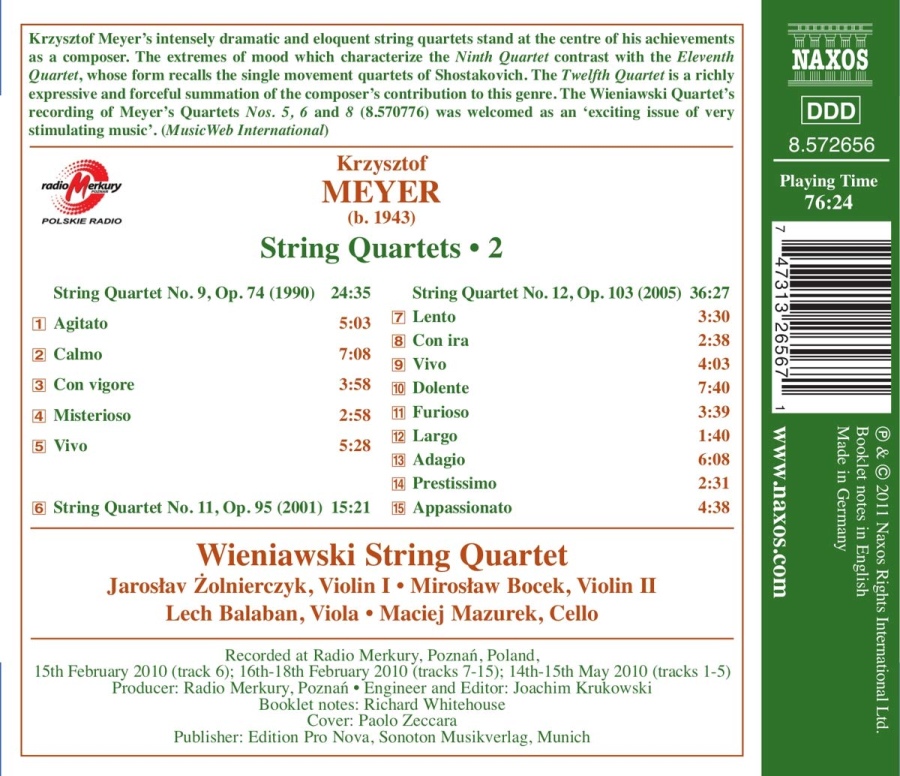 MEYER: String Quartets Nos. 9, 11 & 12 - slide-1