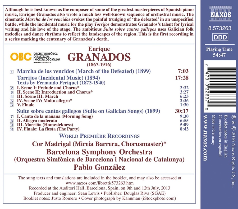Granados: Orchestral Works Vol. 1 - Suite sobre cantos gallegos, Marcha de los vencidos Torrijos Cor Madrigal - slide-1