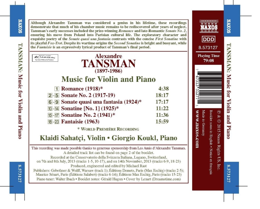Tansman: Music for Violin and Piano - slide-1