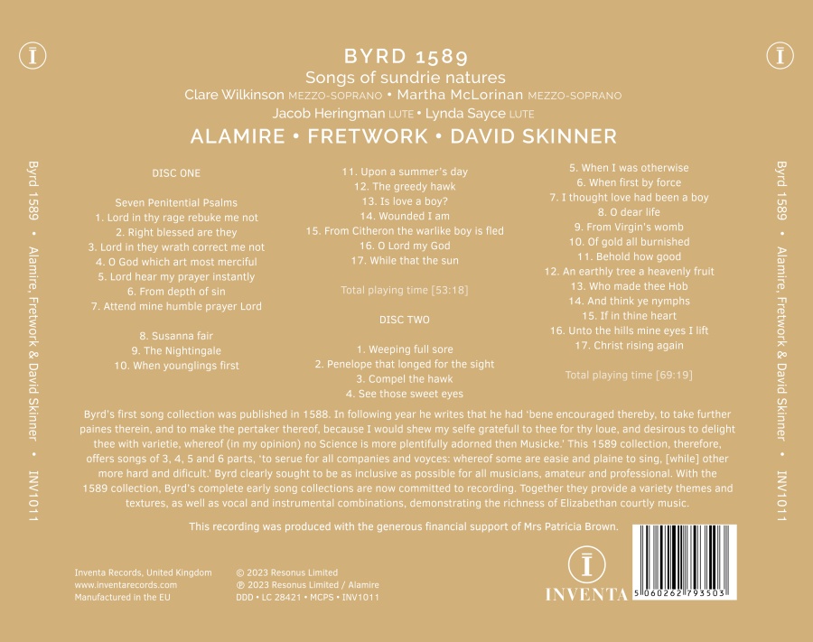 Byrd 1589 - Songs of sundrie natures - slide-1