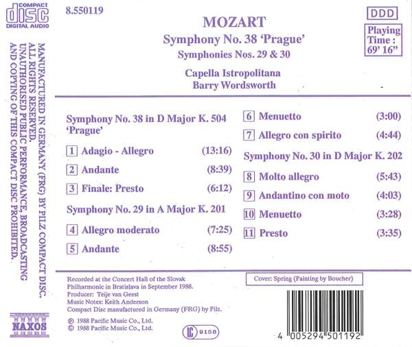 MOZART: Symphonies 38, 29 - slide-1