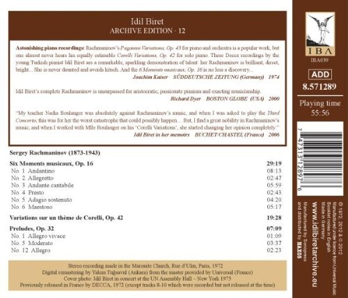 RACHMANINOV: Moments musicaux; Variations on a Theme of Corell; Preludes - slide-1