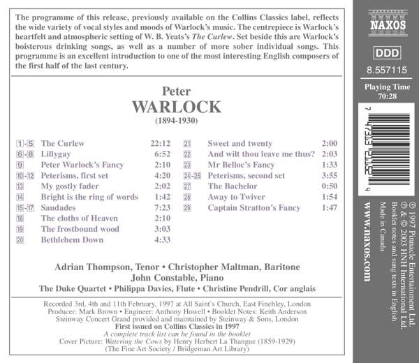 WARLOCK: The Curlew; Lillygay; Peterisms; Saudades (English Song, Vol. 4) - slide-1