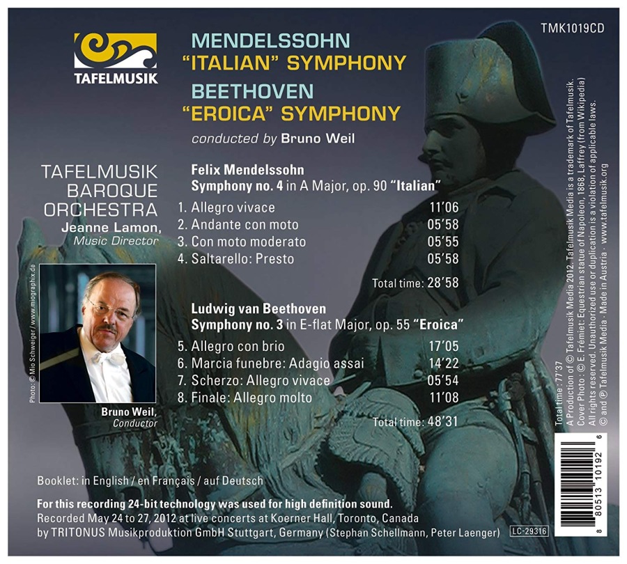 Beethoven: Symphony No. 3 “Eroica”, Felix Mendelssohn: Symphony No. 4 “Italian”, nowe nagranie 2012 - slide-1