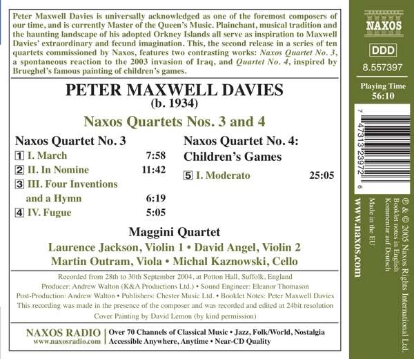 DAVIES: Naxos Quartets Nos. 3 and  4 - slide-1