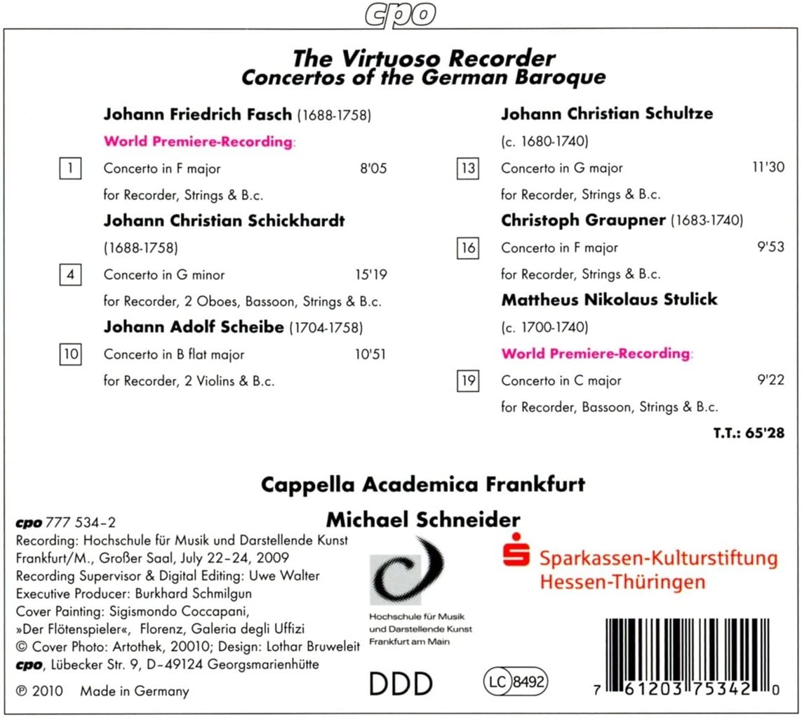 The Virtuoso Recorder - Fasch, Schickhardt, Graupner, Stulick - koncerty niemieckiego baroku - slide-1