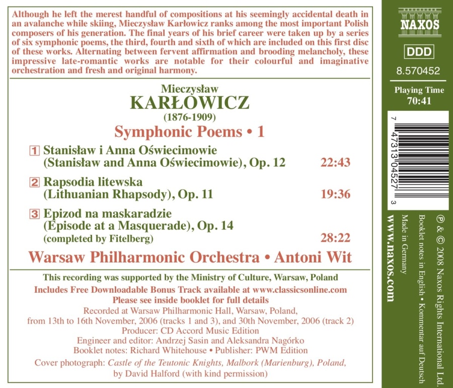 KARŁOWICZ : Symphonic Poems 1 - slide-1