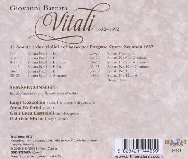 Vitali: Trio Sonatas Op. 2 - slide-1
