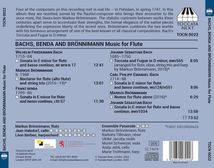 Bachs, Benda and Brönnimann - Music for Flute - slide-1