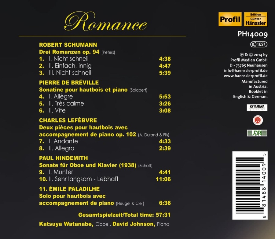 Romance - Schumann, Robert; Bréville, Pierre de; Paladilhe, Émile; Hindemith, Paul; Lefèbvre, Charles - slide-1