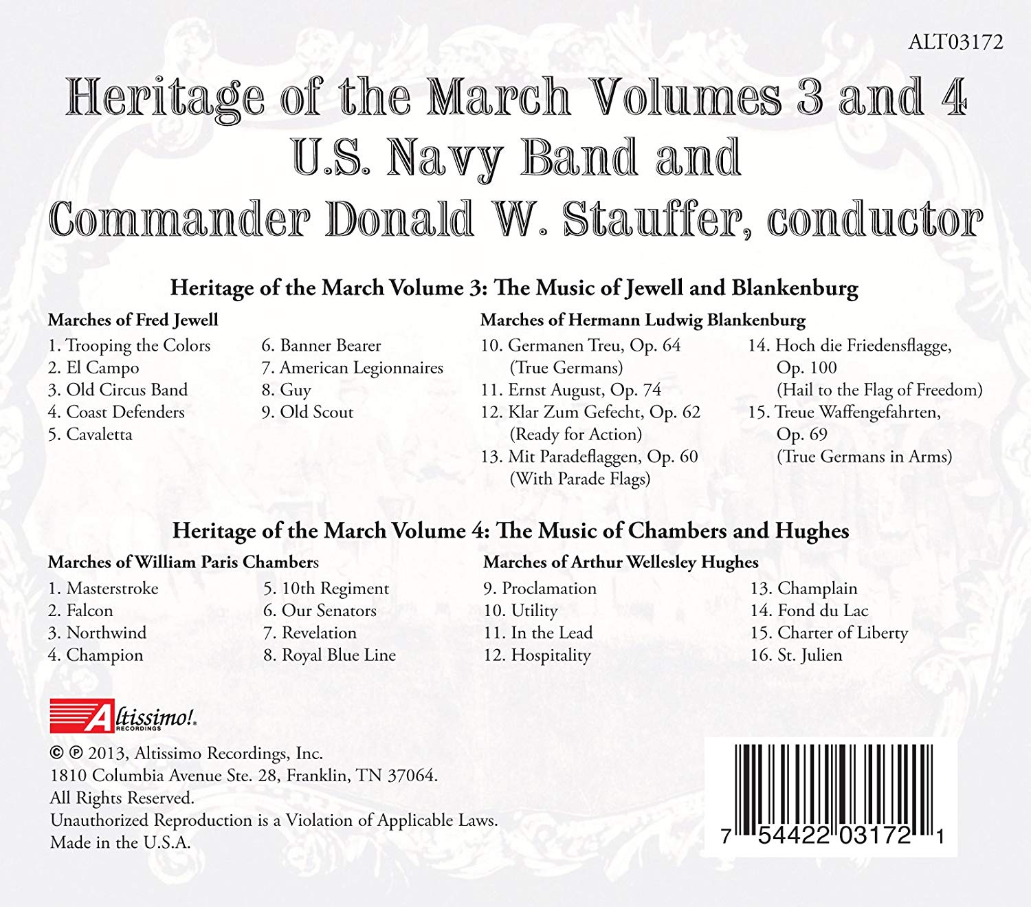 Heritage of the March Vol. 3 & 4 - Music of Jewell & Blankenburg, Chambers & Hughes - slide-1