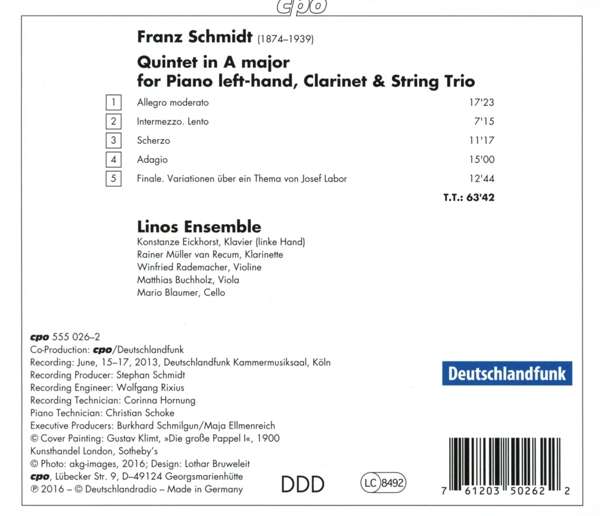 Schmidt: Quintet for Piano left-hand Clarinet & String Trio - slide-1