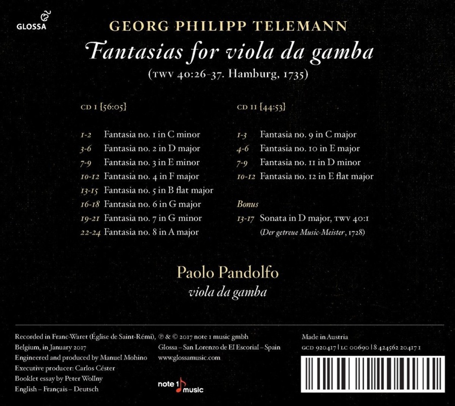 Telemann: Fantasias for viola da gamba - slide-1