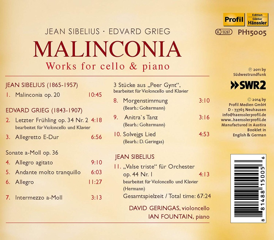 Malinconia - Sibelius & Grieg: Works for Cello & piano - slide-1