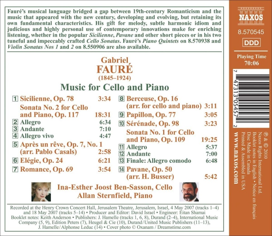 FAURÉ: Cello Sonatas; Sicilienne; Élégie; Pavane; Papillon - slide-1