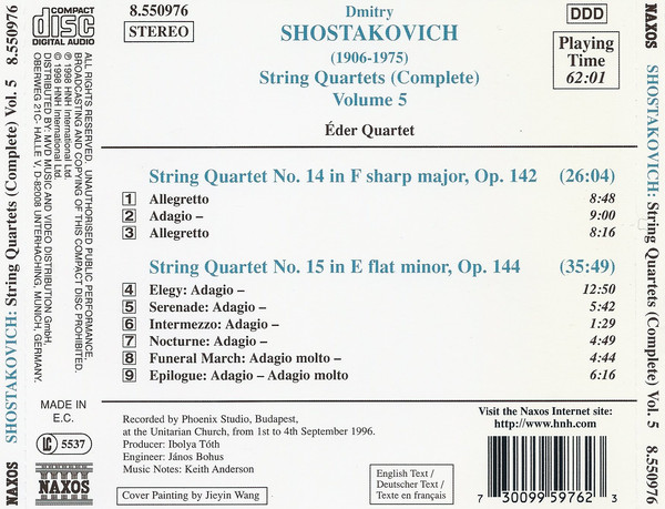 SHOSTAKOVICH: String Quartets Vol. 5, Nos. 14 and 15 - slide-1