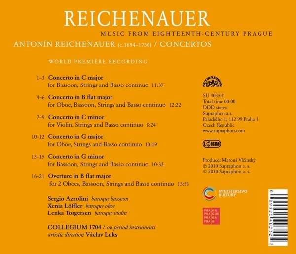 Reichenauer: Concertos for Oboe, Cello, Violin & Flute, Sonata for 2 trumpets, timpani & strings; Suite for two oboes, bassoon & strings - slide-1