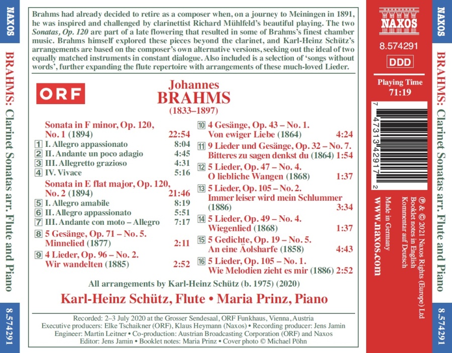 Brahms: Clarinet Sonatas (Flute and Piano Versions) - slide-1