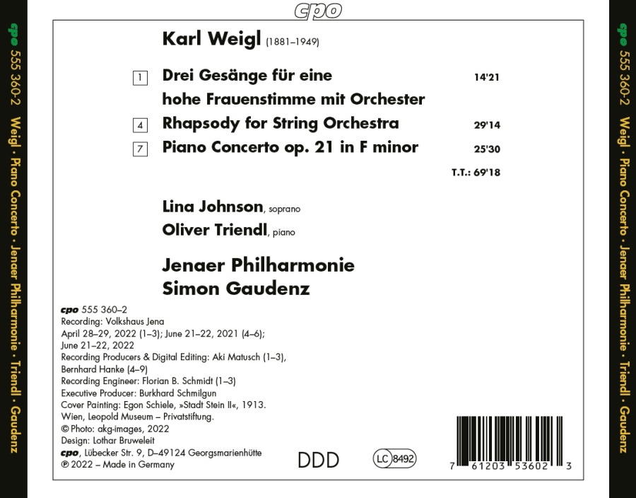 Weigl: Piano Concerto op. 21; Rhapsody; Three Songs - slide-1