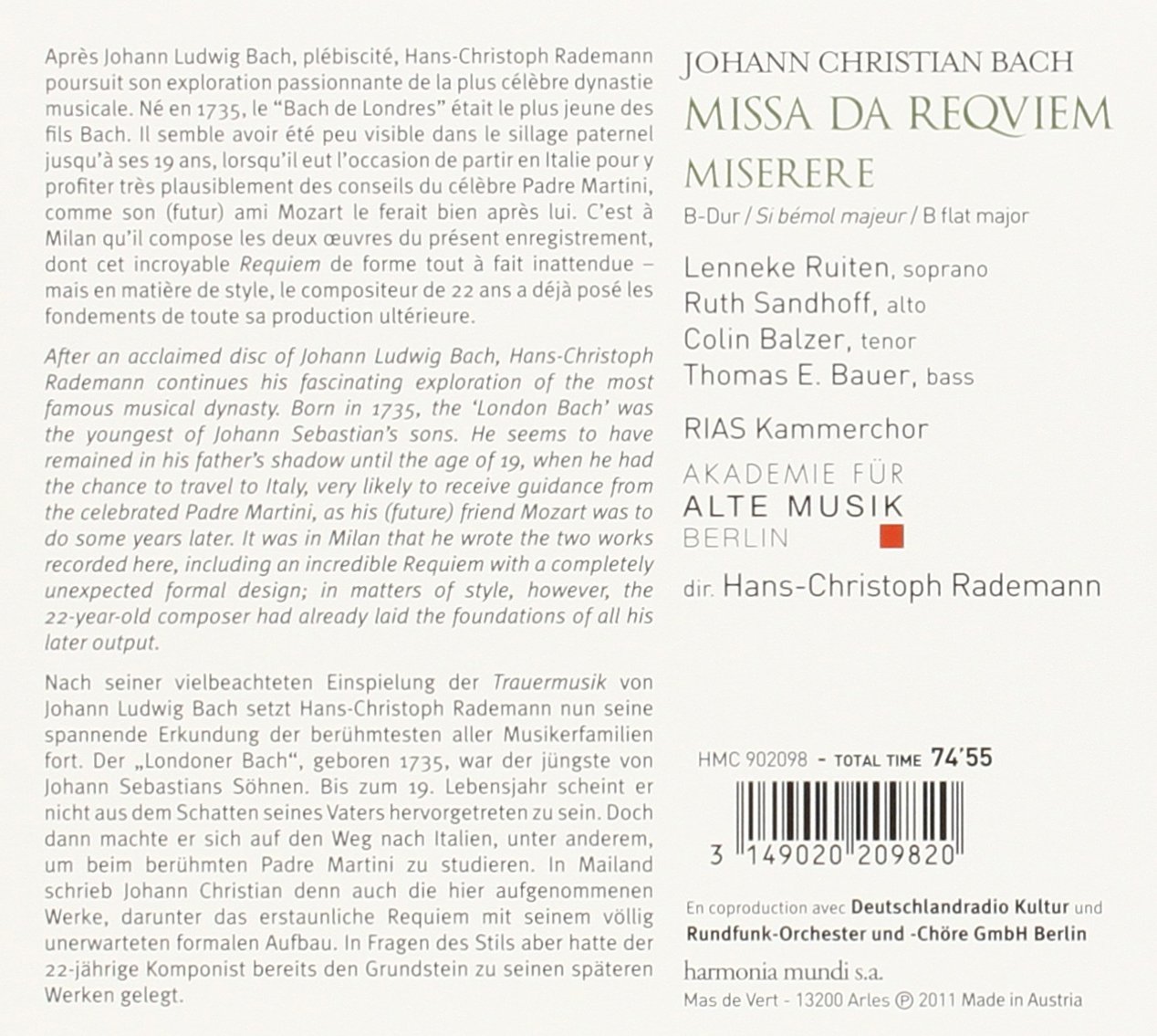 Bach, J.C.: Missa da Requiem, Miserere B-dur - slide-1