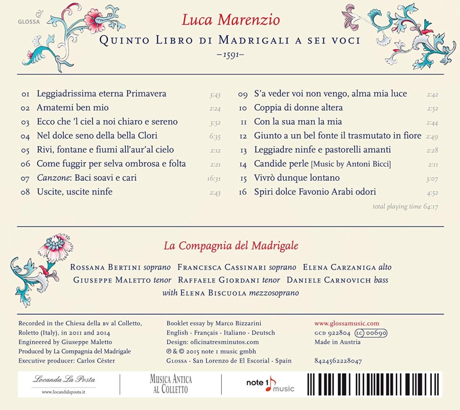 Marenzio: Quinto Libro di Madrigali a Sei Voci - slide-1