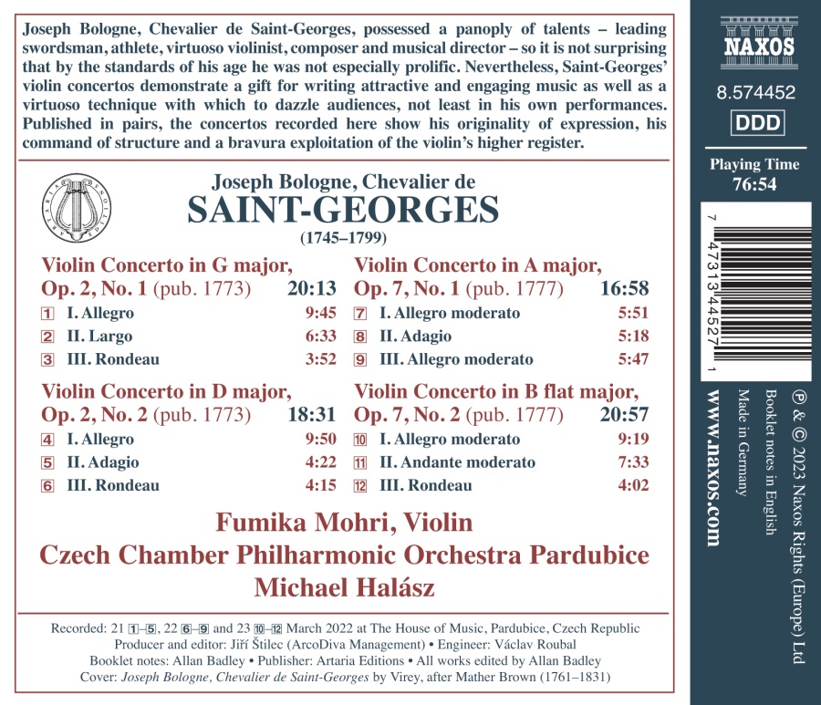 Saint-Georges: Violin Concertos Opp. 2 and 7 - slide-1